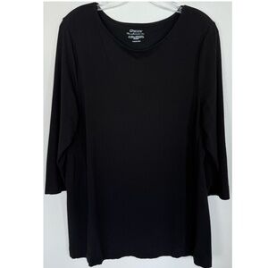 NWT Chico's‎ Women’s Black Long Sleeved Tunic Top Chico’s Size 2 (Large)